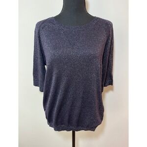 Gap Black Metallic Shimmer Sweater Small Sparkle Knit Top Holiday Party Y2K